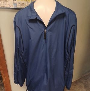 Nike golf windbreaker pullover jacket mens L Blue black 1/4 zip zip pockets